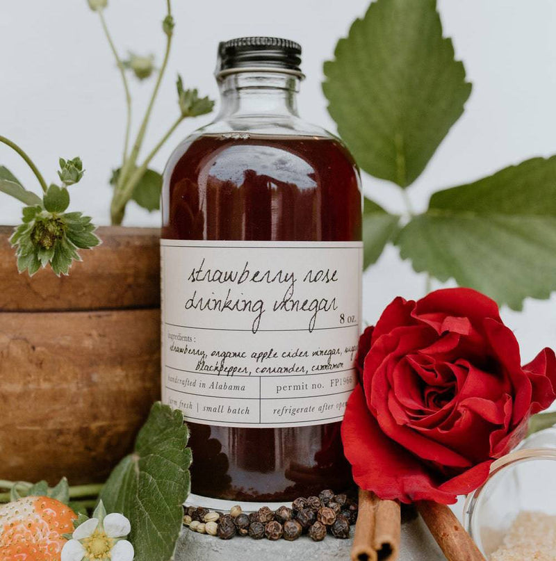 Strawberry Rose Drinking Vinegar | Gift Box - Stone Hollow Farmstead