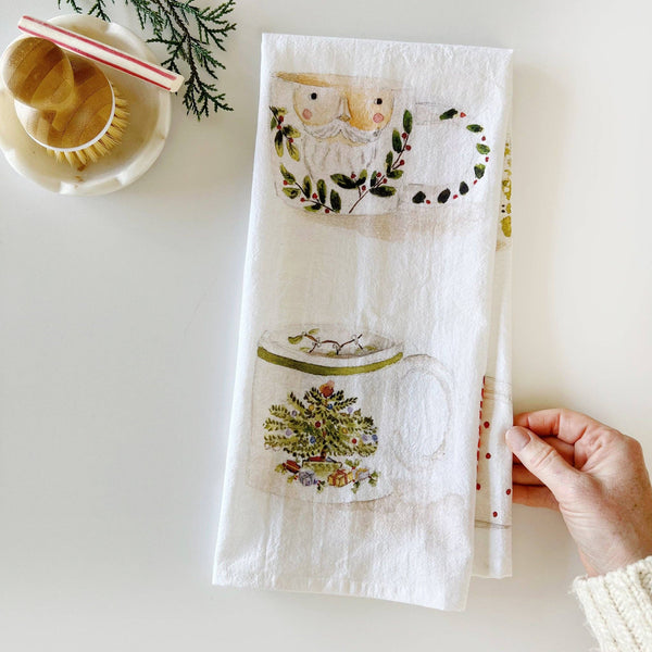 Christmas Mugs Tea towel - Stone Hollow Farmstead
