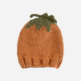 Clay orange Pumpkin Hat with a green leaf and stem, Stone Hollow Farmstead