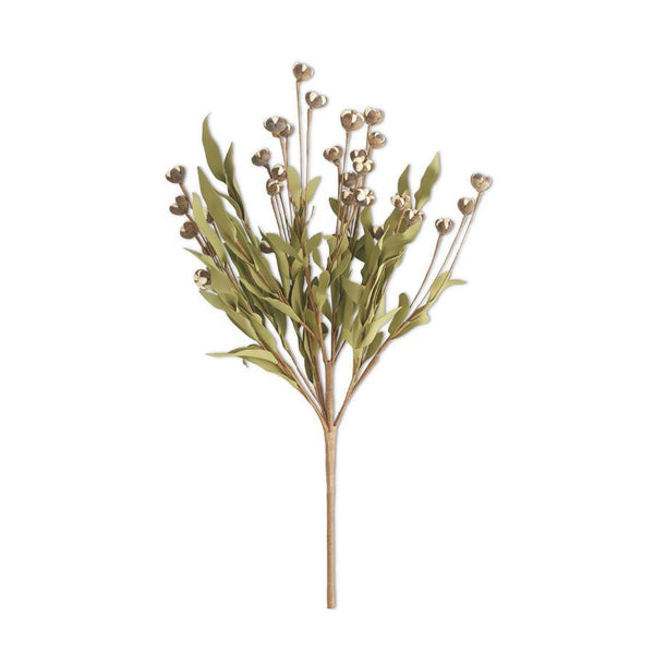 Cream Bud Bush W/Eva Foliage, 22" - Stone Hollow Farmstead