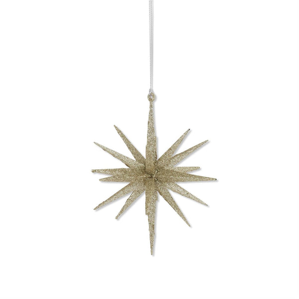 18 point champagne glitter star ornament 6 inch