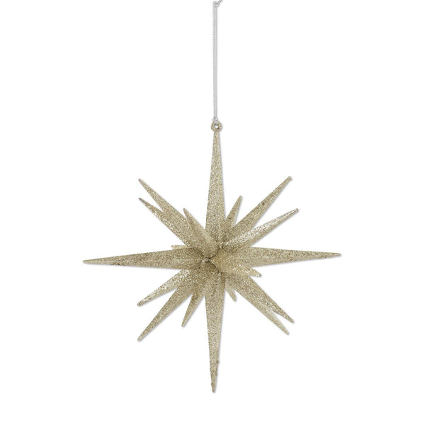 18 point champagne glitter star ornament 8 inch