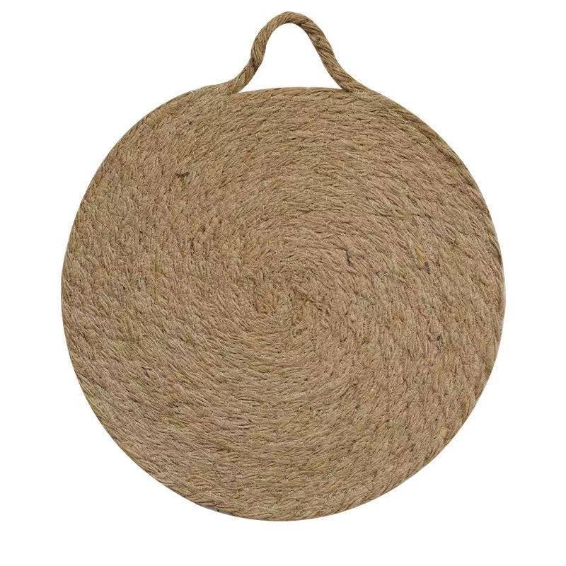 Round Woven Natural Trivets with Handle - Stone Hollow Farmstead