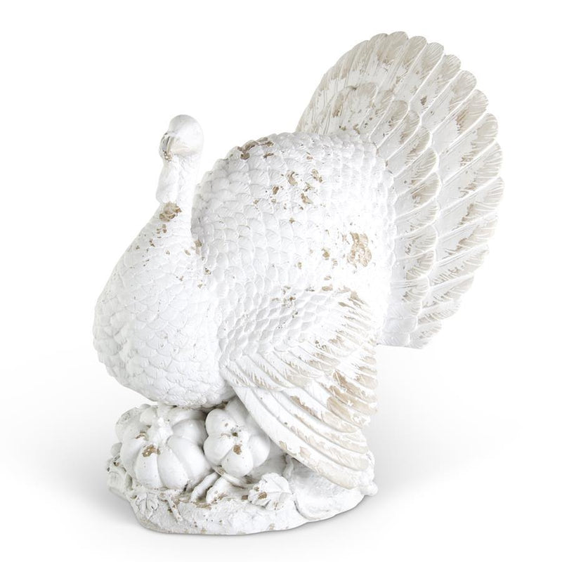 Resin Distressed Whitewashed Turkey, 17" - Stone Hollow Farmstead