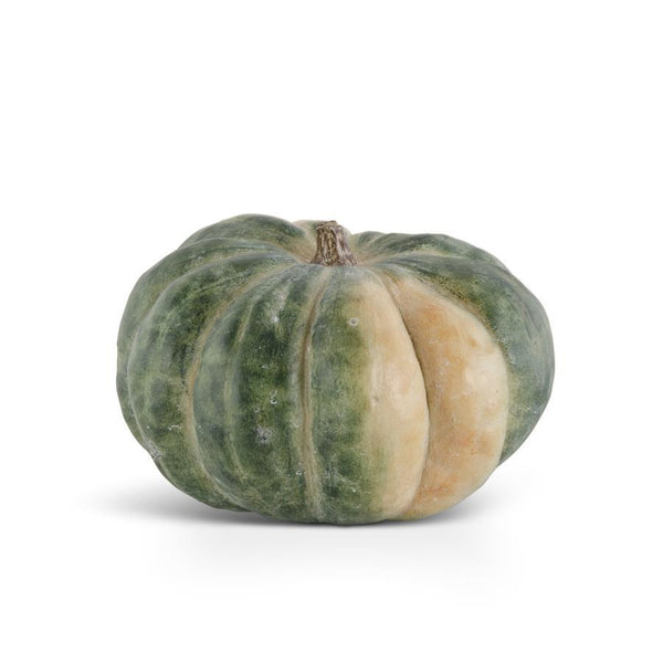Green & Cream Resin Lumpy Pumpkin, 10" - Stone Hollow Farmstead