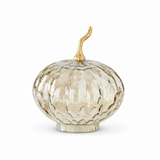 Champagne wavy glass pumpkin, 9.5"