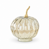 Champagne wavy glass pumpkin, 7.25"
