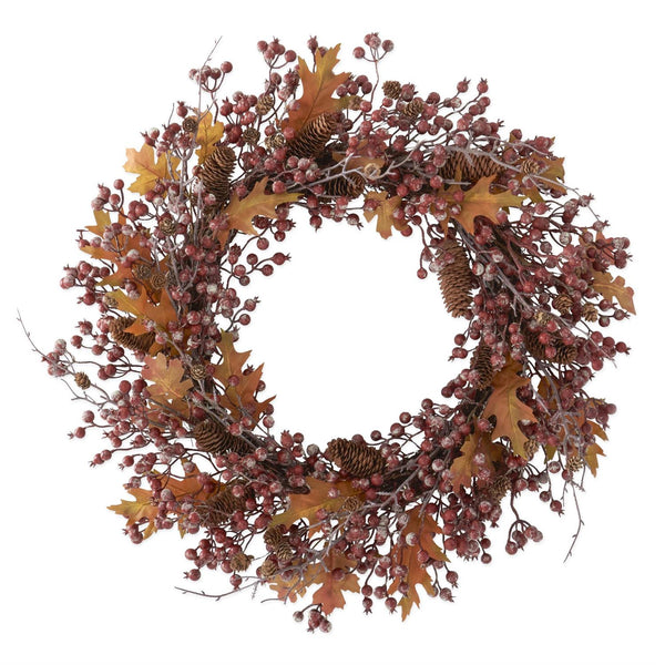 Rosehip Twig & Pinecone Wreath, 30" - Stone Hollow Farmstead