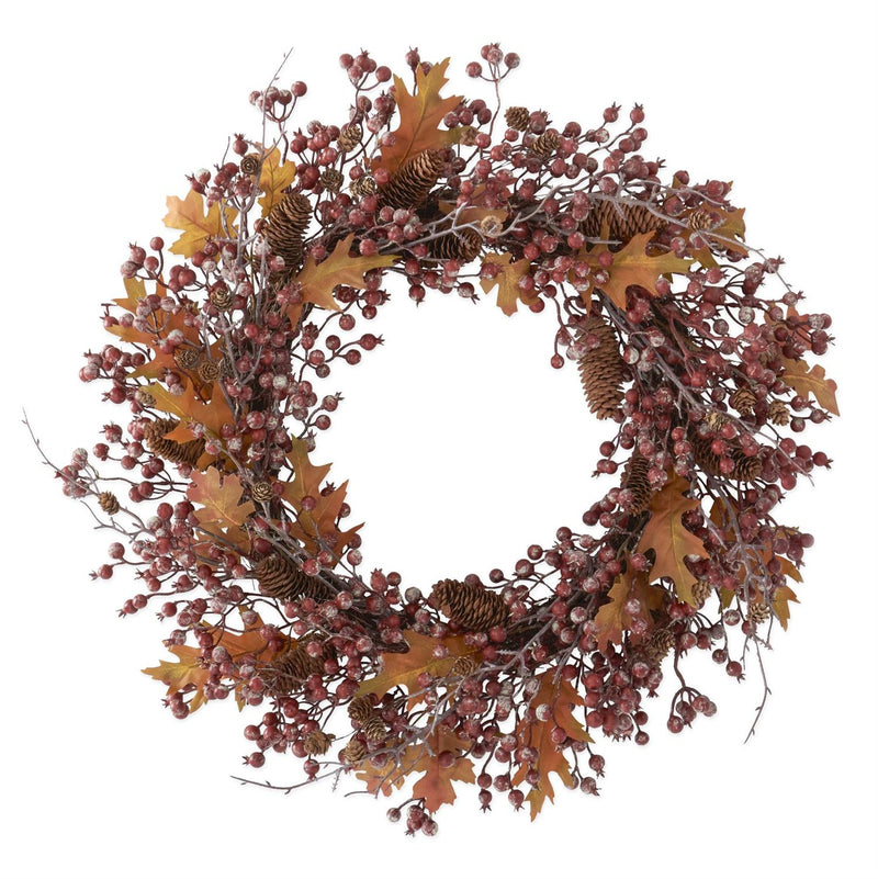 Rosehip Twig & Pinecone Wreath, 30" - Stone Hollow Farmstead