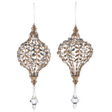 Jeweled Drop with Champagne Glitter | Holiday Ornament - Stone Hollow Farmstead
