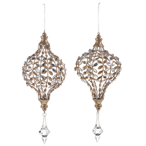 Jeweled Drop with Champagne Glitter | Holiday Ornament - Stone Hollow Farmstead