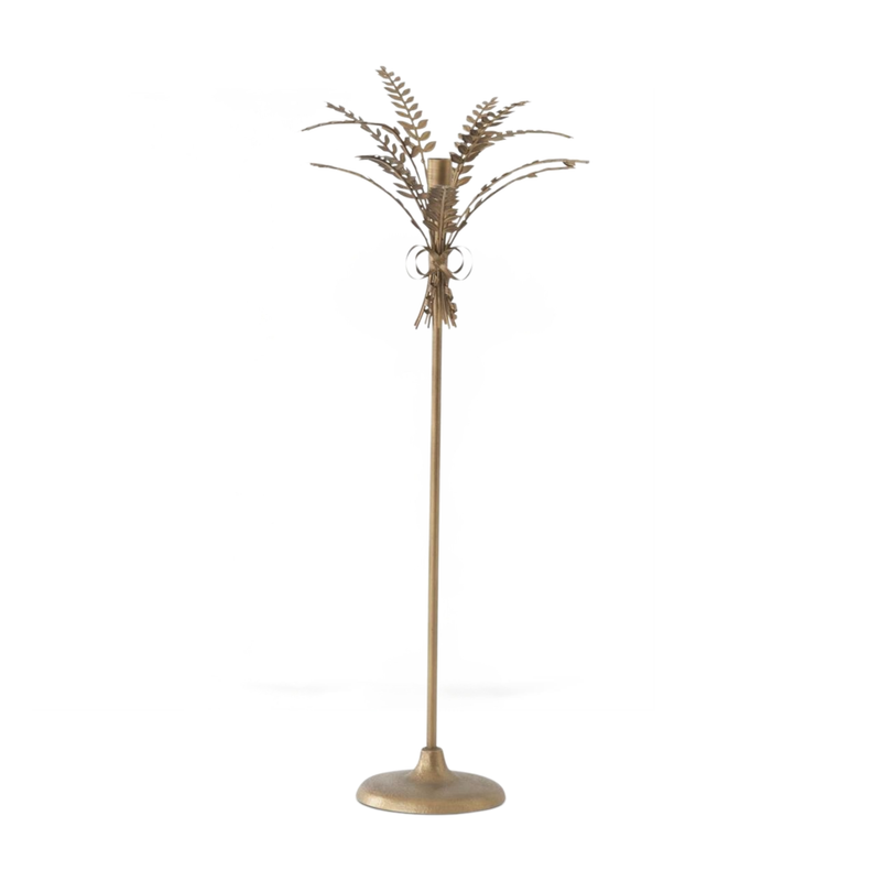 Antique Gold Metal Wheat Taper Candleholder