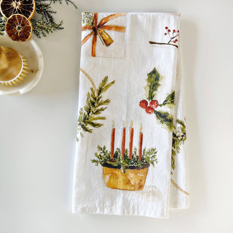 Yuletide Tea Towel - Stone Hollow Farmstead