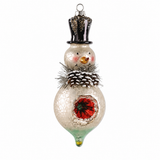 Stone Hollow Farmstead – Mercury Glass Snowman Ornament Style 1