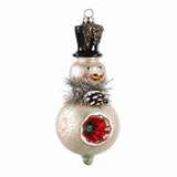 Stone Hollow Farmstead – Mercury Glass Snowman Ornament Style 2