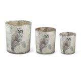 Snowy Owl Mercury Glass Container