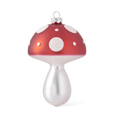 Red and White Polka Dot Mushroom Glass Ornament, Wide Cap