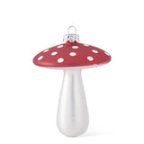 Red and White Polka Dot Mushroom Glass Ornament, alternate view