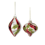 Red and Green Holly Glass Ornament