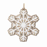 Stone Hollow Farmstead – Brown and White Snowflake Ornament Style 3