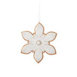 White Glittered Resin Snowflake Ornament, Floral