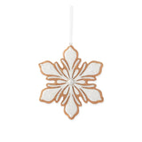 White Glittered Resin Snowflake Ornament, Rounded