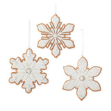 White Glittered Resin Snowflake Ornament, group view