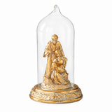 Stone Hollow Farmstead – Gold Nativity LED Cloche Ornament Style 1