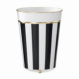 Stone Hollow Farmstead – Black and White Striped Gold Rim Metal Pot Large