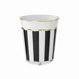 Stone Hollow Farmstead – Black and White Striped Gold Rim Metal Pot Small