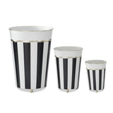 Stone Hollow Farmstead – Black and White Striped Gold Rim Metal Pot