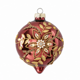 Stone Hollow Farmstead – Burgundy and Gold Jeweled Glass Ornament Onion