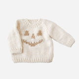 Cream Jack O Lantern Sweater with a latte colored face, Stone Hollow Farmstead