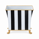 Stone Hollow Farmstead – Black and White Striped Gold Rim Metal Planter Large