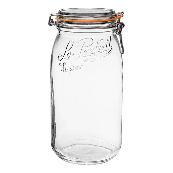 3L Rounded French Glass Storage Jar W Airtight Rubber Seal - Stone Hollow Farmstead