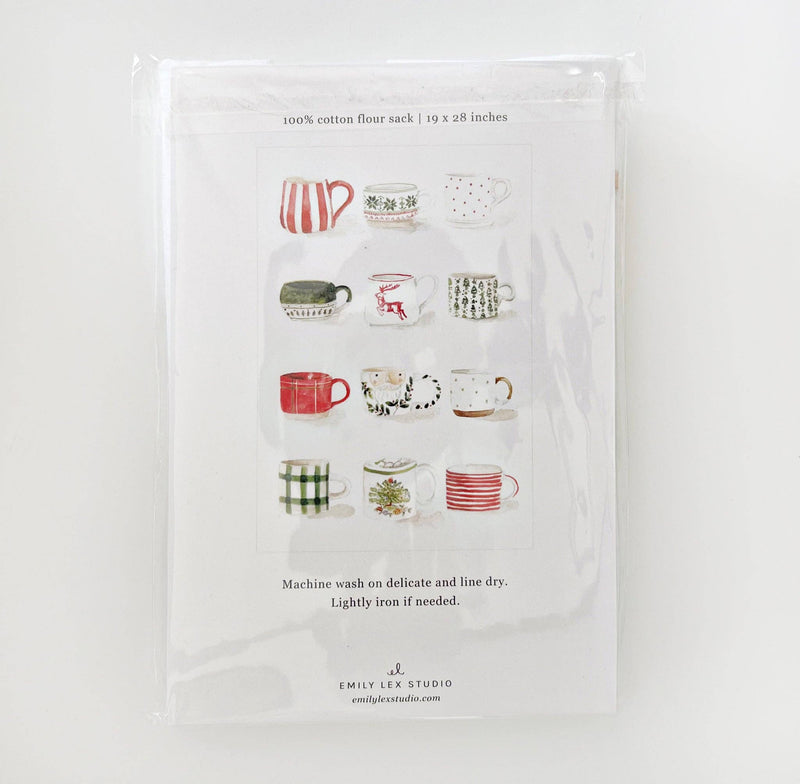 Christmas Mugs Tea towel - Stone Hollow Farmstead