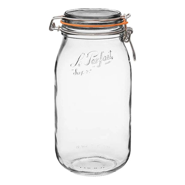2L Rounded French Glass Storage Jar W Airtight Rubber Seal - Stone Hollow Farmstead