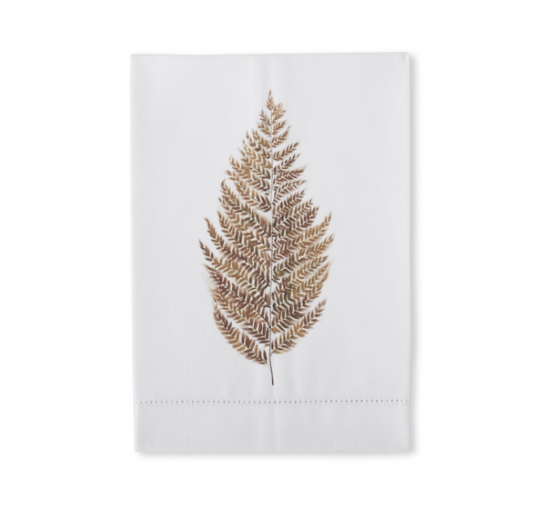 Brown Fern Hand Painted Cotton Guest Towels - Stone Hollow Farmstead