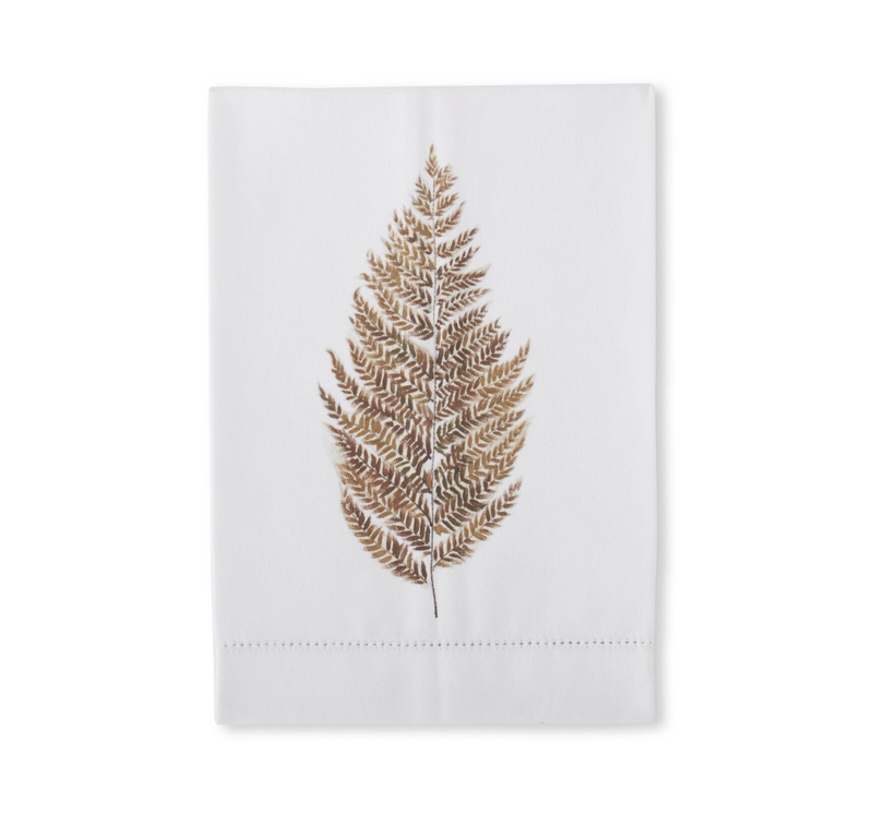 Brown Fern Hand Painted Cotton Guest Towels - Stone Hollow Farmstead