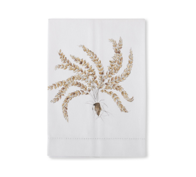 Brown Fern Hand Painted Cotton Guest Towels - Stone Hollow Farmstead