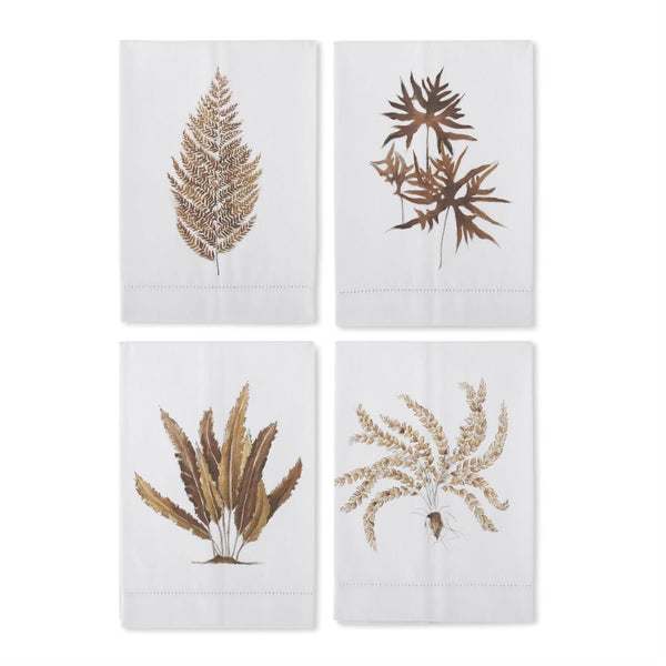 Brown Fern Hand Painted Cotton Guest Towels - Stone Hollow Farmstead