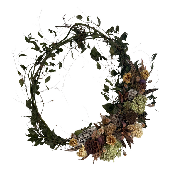 Gathered Smilax & Seedpod Wreath