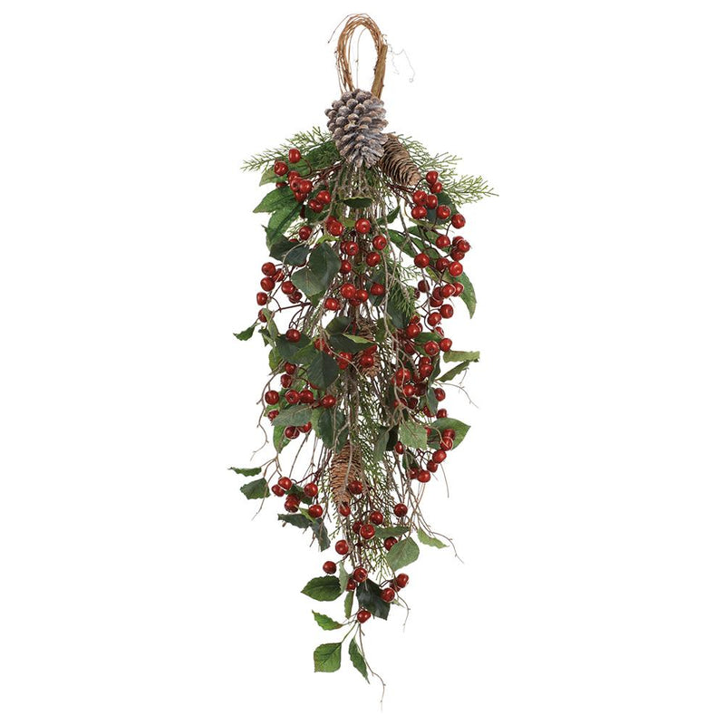 Berry/Pinecone/Cedar Door Swag, 30" - Stone Hollow Farmstead