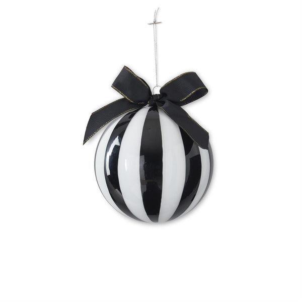 Black & White Glass Round Ornament, 5" - Stone Hollow Farmstead