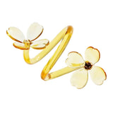 Botanica Amber Glass Flower Napkin Ring Set stone hollow farmstead 