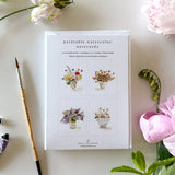 Bouquets Watercolor Paintable Notecard Set Stone Hollow Farmstead