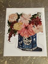 Delft Floral Die Cut Card Stone Hollow Farmstead