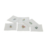 Embroidered Floral Linen Cocktail Napkin stone hollow farmstead