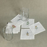 Embroidered Floral Linen Cocktail Napkins stone hollow farmstead