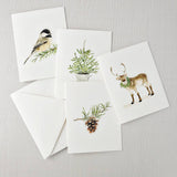 Evergreen watercolor note cards by Emily Lex, single card with envelope